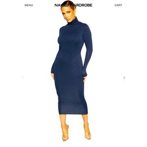 Naked Wardrobe turtleneck midi dress
